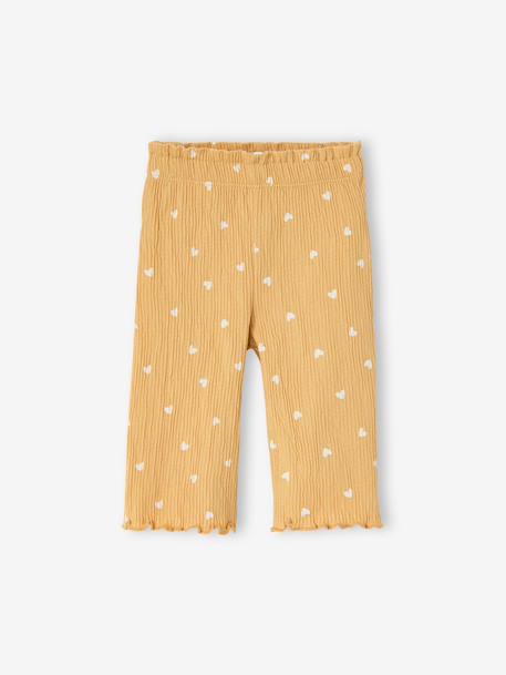 Pantalon large bébé fille jersey moutarde+rayé rose 1 - vertbaudet enfant 