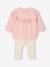 Ensemble bébé fille sweat à volant + legging écru+rose 18 - vertbaudet enfant 