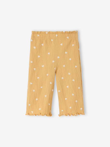 Pantalon large bébé fille jersey moutarde+rayé rose 2 - vertbaudet enfant 