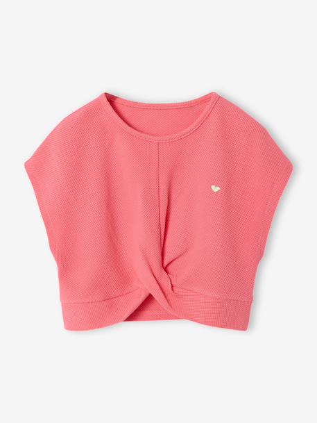 Ensemble fille t-shirt short en maille fantaisie écru+rose 10 - vertbaudet enfant 