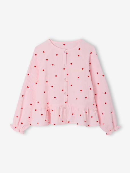 Chemise fille en gaze de coton rose pâle+vert d'eau 7 - vertbaudet enfant 