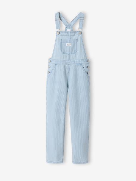 Salopette fille fines rayures rayé bleu 1 - vertbaudet enfant 