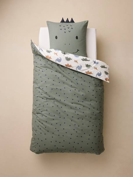 Parure housse de couette et taie d'oreiller blanc imprimé 4 - vertbaudet enfant 