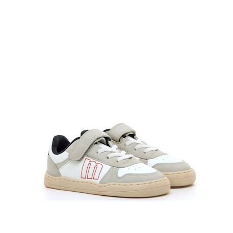 Sneakers garçon synthétique lacets- fermeture adhésive barefoot Blanc-beige+Blanco-grey+White 15 - vertbaudet enfant 