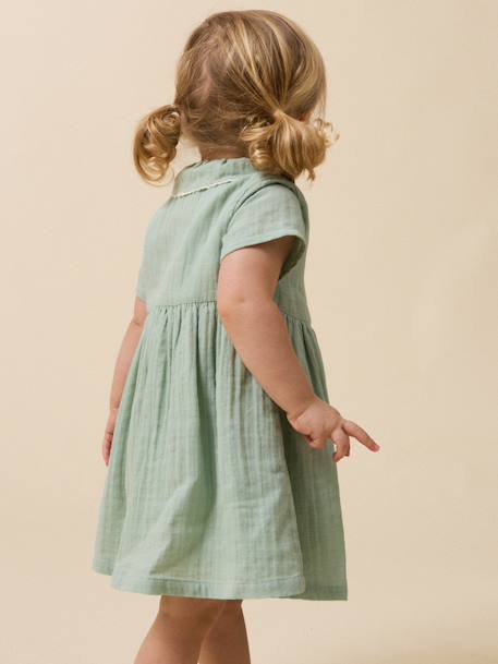 Robe courte gaze de coton vert sauge 6 - vertbaudet enfant 