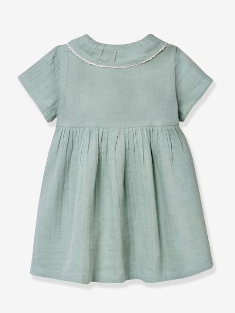 Robe courte gaze de coton vert sauge 2 - vertbaudet enfant 