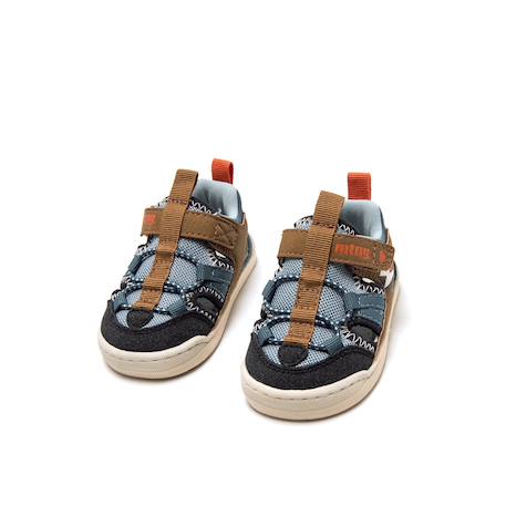 Sandales garçon textile fermeture adhésive barefoot Blue+Kaki beige 6 - vertbaudet enfant 