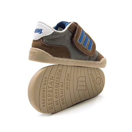 Sneakers garçon synthétique fermeture adhésive barefoot Bleu marine–pétrole+Bleu marine-turquoise+Jaune clair+Kaky+Taupe-cuir 27 - vertbaudet enfant 
