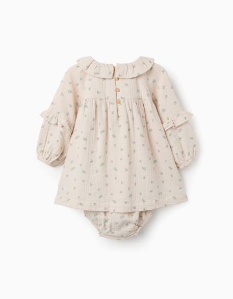 Robe en coton à fleurs + bloomer b&s Beige 2 - vertbaudet enfant 
