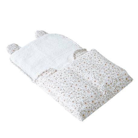 Tapis à langer de voyage coton bio Bleu+Caramel+Fleurs beiges+Vichy vert 15 - vertbaudet enfant 