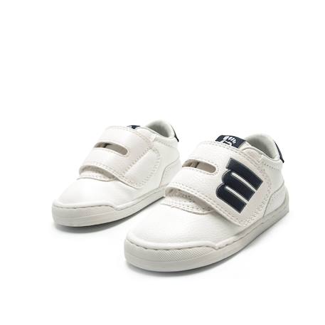Sneakers garçon synthétique fermeture adhésive barefoot blanc-bleu marine+Blanc-bleu_marine+Blue marine 8 - vertbaudet enfant 