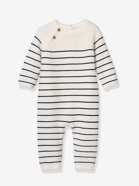 Combinaison bébé marinière marine 1 - vertbaudet enfant 