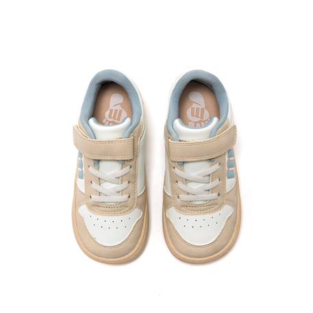 Sneakers garçon synthétique lacets- fermeture adhésive barefoot Blanc-beige+Blanco-grey+White 2 - vertbaudet enfant 