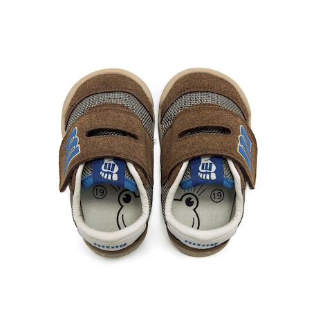 Sneakers garçon synthétique fermeture adhésive barefoot Bleu marine–pétrole+Bleu marine-turquoise+Jaune clair+Kaky+Taupe-cuir 29 - vertbaudet enfant 