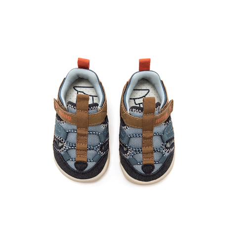 Sandales garçon textile fermeture adhésive barefoot Blue+Kaki beige 2 - vertbaudet enfant 