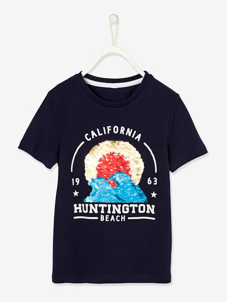 T-shirt ludique garçon motif en sequins réversibles encre 1 - vertbaudet enfant 