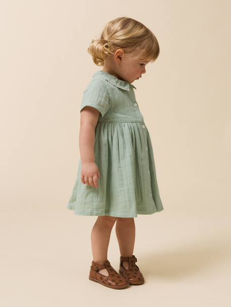 Robe courte gaze de coton vert sauge 5 - vertbaudet enfant 