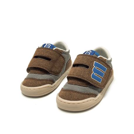 Sneakers garçon synthétique fermeture adhésive barefoot Bleu marine–pétrole+Bleu marine-turquoise+Jaune clair+Kaky+Taupe-cuir 25 - vertbaudet enfant 