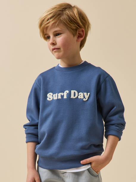 Sweat message coton bio bleu jean 3 - vertbaudet enfant 