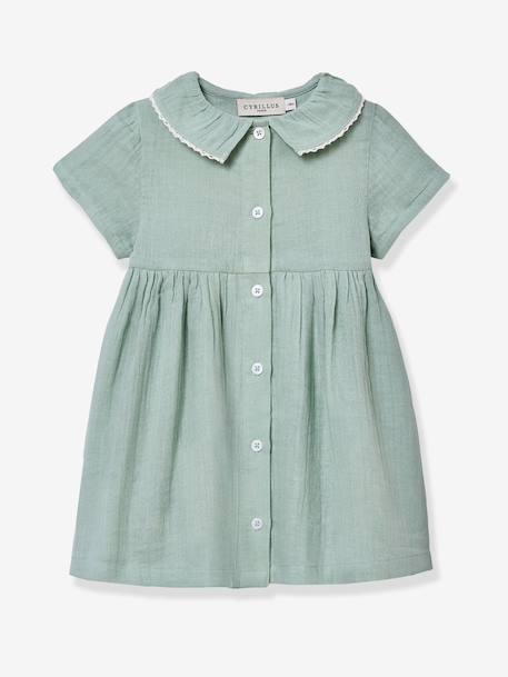 Robe courte gaze de coton vert sauge 1 - vertbaudet enfant 