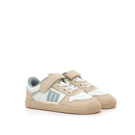 Sneakers garçon synthétique lacets- fermeture adhésive barefoot Blanc-beige+Blanco-grey+White 4 - vertbaudet enfant 