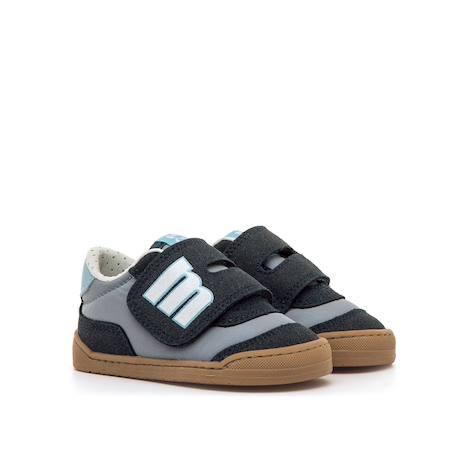 Sneakers garçon synthétique fermeture adhésive barefoot Bleu marine–pétrole+Bleu marine-turquoise+Jaune clair+Kaky+Taupe-cuir 4 - vertbaudet enfant 