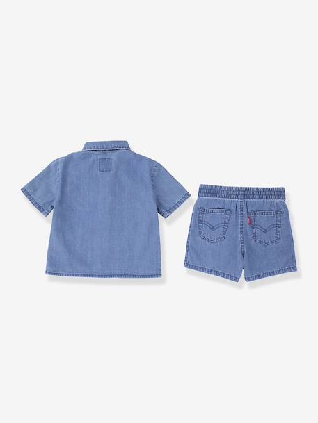 Ensemble short chemise bébé denim bleu jean 2 - vertbaudet enfant 