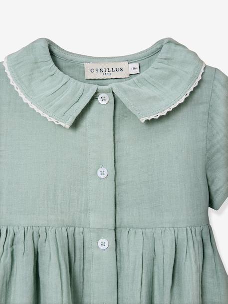 Robe courte gaze de coton vert sauge 3 - vertbaudet enfant 