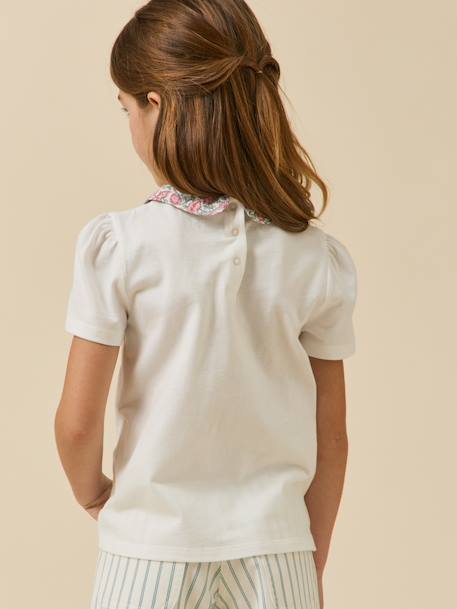 Tee shirt col habillé coton bio rose clair 6 - vertbaudet enfant 