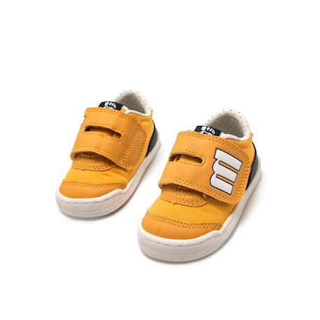 Sneakers garçon synthétique fermeture adhésive barefoot Bleu marine–pétrole+Bleu marine-turquoise+Jaune clair+Kaky+Taupe-cuir 18 - vertbaudet enfant 