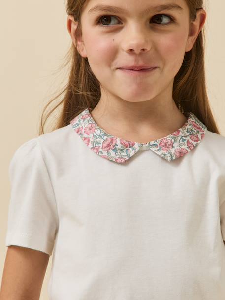 Tee shirt col habillé coton bio rose clair 5 - vertbaudet enfant 