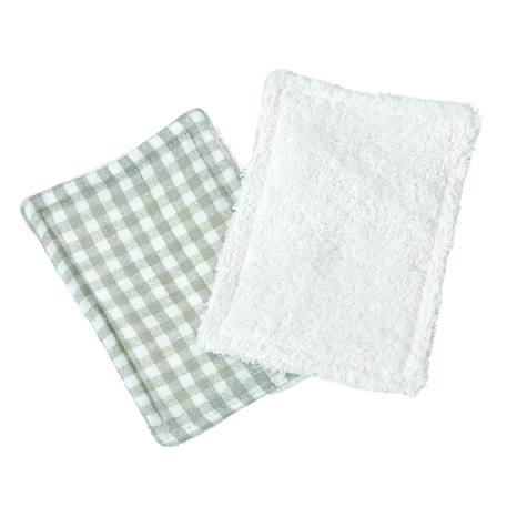 Lot de 12 lingettes lavables coton bio Ananas+Baleines+Fleurs beiges+Fleurs roses+Géométrique+Vichy vert 22 - vertbaudet enfant 