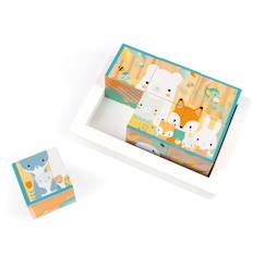 Set de 6 cubes en bois puzzle animaux  - vertbaudet enfant