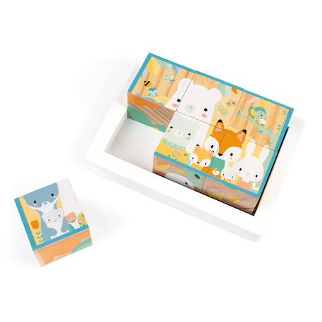 VERTBAUDET – Puzzle Cubes Animaux En Bois – 9 Cubes Pour 6 Animaux – Dès 10 Mois – Motricité Et Coordination