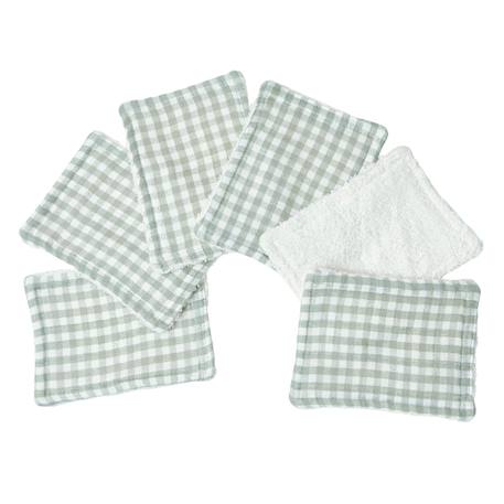 Lot de 12 lingettes lavables coton bio Ananas+Baleines+Fleurs beiges+Fleurs roses+Géométrique+Vichy vert 23 - vertbaudet enfant 