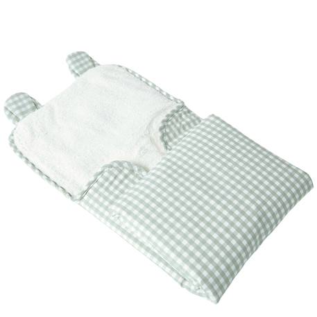 Tapis à langer de voyage coton bio Bleu+Caramel+Fleurs beiges+Vichy vert 20 - vertbaudet enfant 
