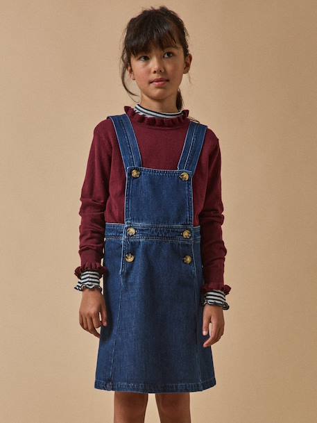 Robe tablier en denim fille Denim brut 1 - vertbaudet enfant 