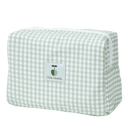 Trousse de toilette coton bio Bleu+Bois de rose+Caramel+Fleurs beiges+Vert sapin+Vichy vert 23 - vertbaudet enfant 