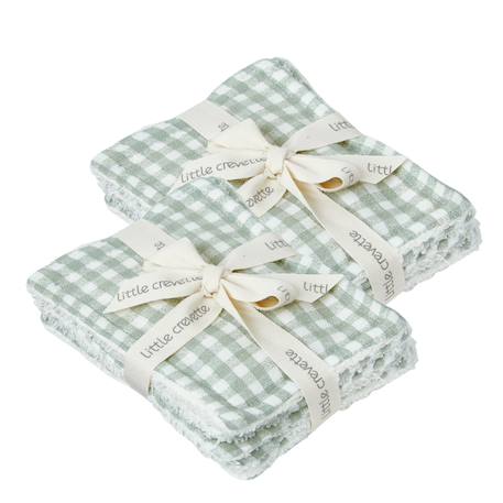 Lot de 12 lingettes lavables coton bio Ananas+Baleines+Fleurs beiges+Fleurs roses+Géométrique+Vichy vert 21 - vertbaudet enfant 