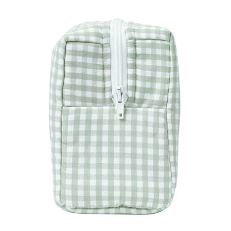 Trousse de toilette coton bio Bleu+Bois de rose+Caramel+Fleurs beiges+Vert sapin+Vichy vert 26 - vertbaudet enfant 