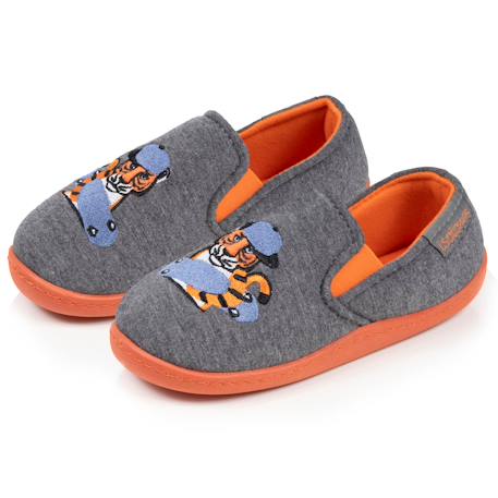 Chaussons mocassins jersey, maintien du pieds, semelle légère, souple Gris chiné 1 - vertbaudet enfant 