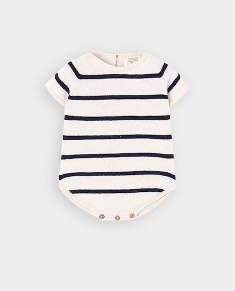 Grenouillère à rayures pour bébé Blanc 1 - vertbaudet enfant 