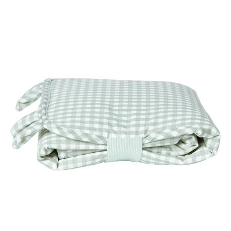 Tapis à langer de voyage coton bio Bleu+Caramel+Fleurs beiges+Vichy vert 22 - vertbaudet enfant 
