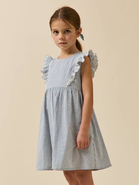 Robe rayée en seersucker Rayure seersucker bleu 1 - vertbaudet enfant 