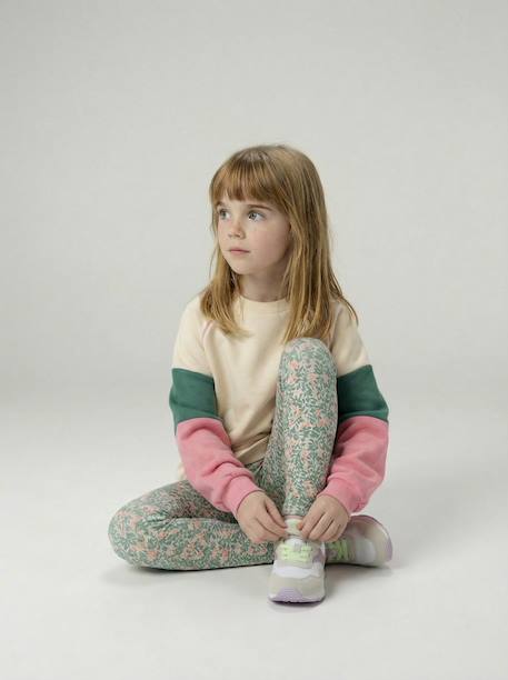 Legging sport fille imprimé fleuri écru 1 - vertbaudet enfant 