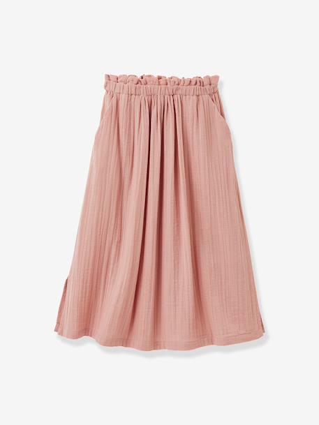 Jupe longue gaze de coton bio rose pâle 1 - vertbaudet enfant 