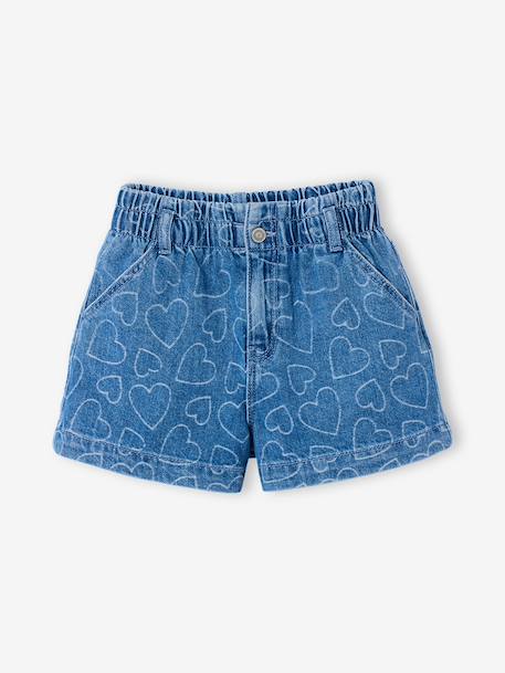 Short fille denim à motifs bleu clair+gris 2 - vertbaudet enfant 