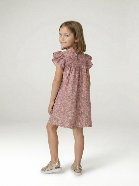 Robe fille en gaze de coton imprimée beige+beige imprimé+rose pâle+vanille 13 - vertbaudet enfant 