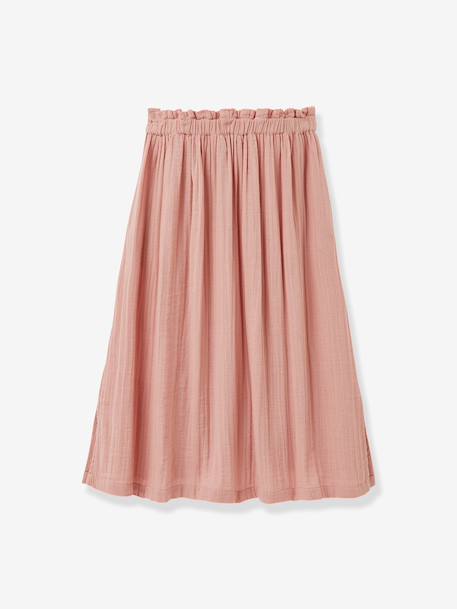 Jupe longue gaze de coton bio rose pâle 2 - vertbaudet enfant 