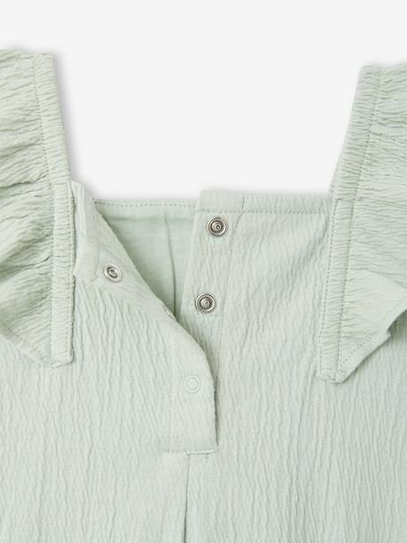 Combinaison bébé fille coton bio moutarde+vert d'eau 10 - vertbaudet enfant 